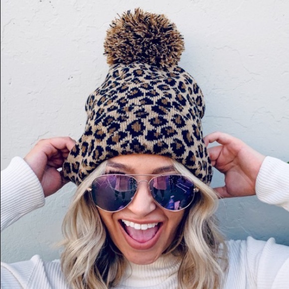 LAST ONE! Leopard Print Pom Beanie - Picture 4 of 5